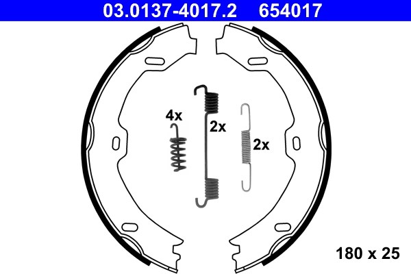 Bromsbackar, sats, parkeringsbroms, Bakaxel Ate 03.0137-4017.2 ATE