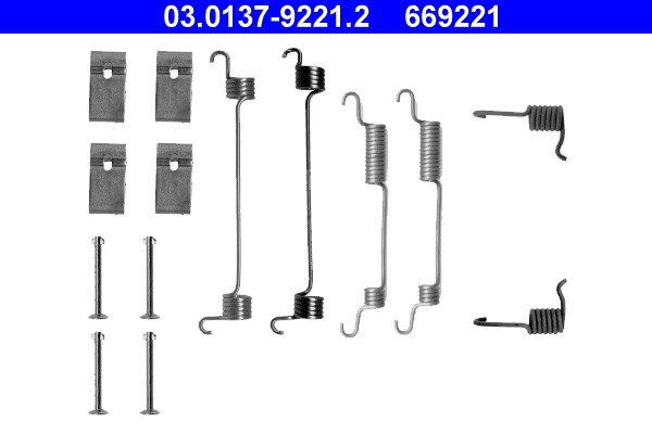 Tillbehörssats, bromsbackar, Bakaxel Ate 03.0137-9221.2 ATE Tillbehörssats, bromsbackar, Bakaxel Ate 03.0137-9221.2 ATE