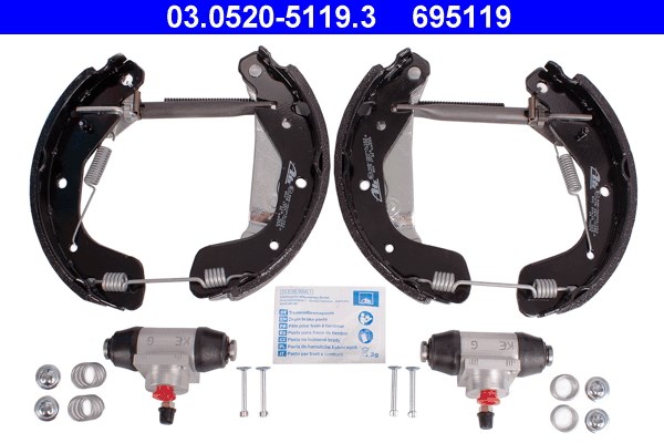 Bromsbackar, sats, Bakaxel Ate Original ate topkit 03.0520-5119.3 ATE