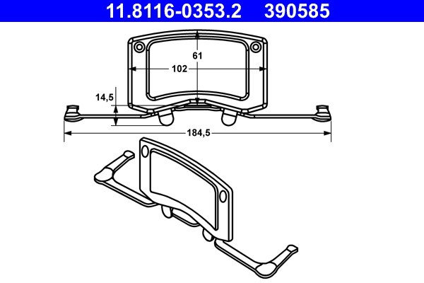 Fjäder, bromsadel, Framaxel Ate 11.8116-0353.2 ATE Fjäder, bromsadel, Framaxel Ate 11.8116-0353.2 ATE