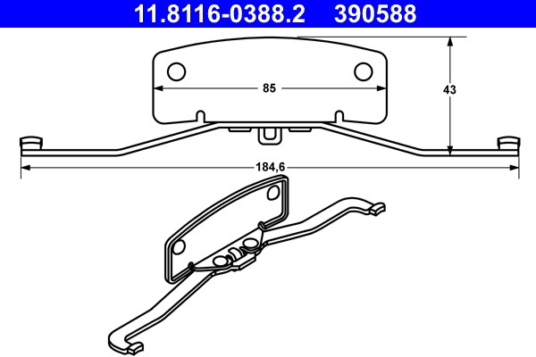 Fjäder, bromsadel, Framaxel Ate 11.8116-0388.2 ATE