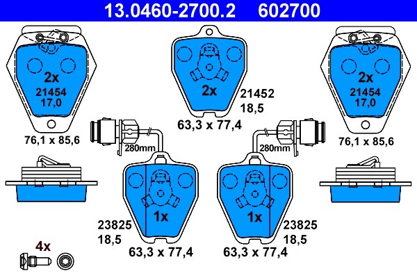 Bromsbeläggsats, Framaxel Ate 13.0460-2700.2 ATE