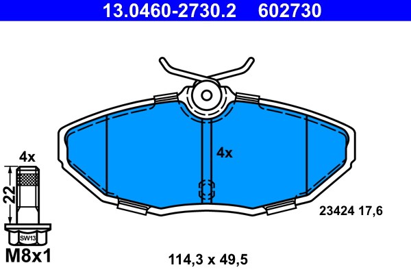 Bromsbeläggsats, Bakaxel Ate 13.0460-2730.2 ATE