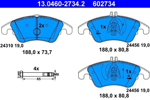 Bromsbeläggsats, Framaxel Ate 13.0460-2734.2 ATE