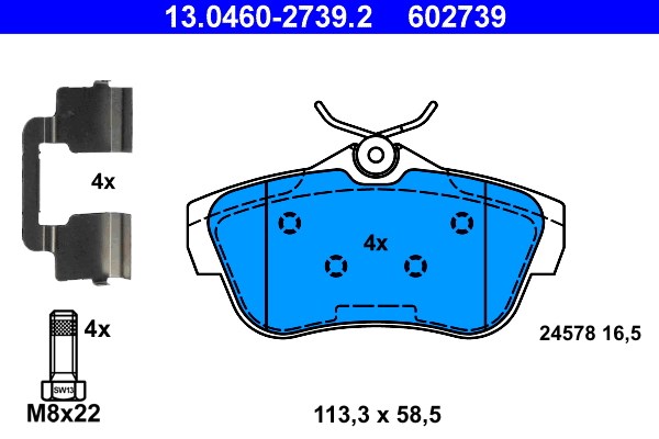 Bromsbeläggsats, Bakaxel Ate 13.0460-2739.2 ATE