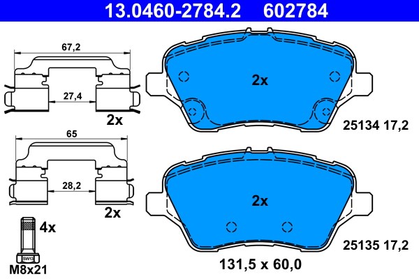 Bromsbeläggsats, Framaxel Ate 13.0460-2784.2 ATE