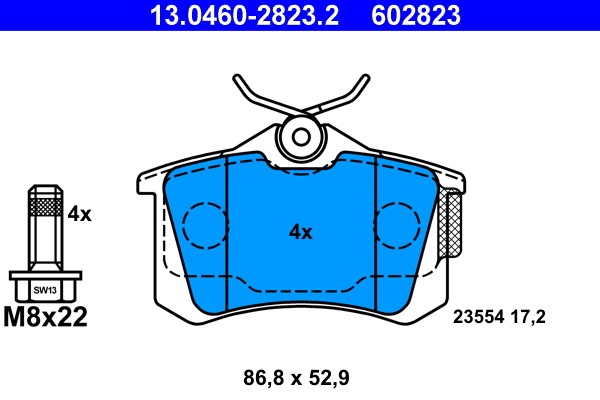 Bromsbeläggsats, Bakaxel Ate 13.0460-2823.2 ATE