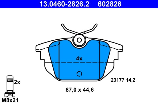 Bromsbeläggsats, Bakaxel Ate 13.0460-2826.2 ATE