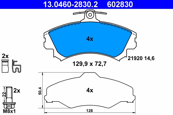 Bromsbeläggsats, Framaxel Ate 13.0460-2830.2 ATE