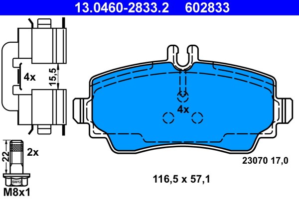 Bromsbeläggsats, Framaxel Ate 13.0460-2833.2 ATE