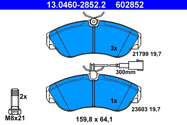 Bromsbeläggsats, Framaxel Ate 13.0460-2852.2 ATE