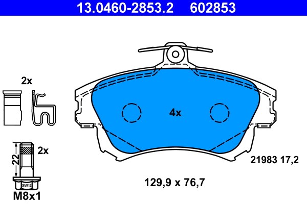 Bromsbeläggsats, Framaxel Ate 13.0460-2853.2 ATE