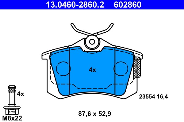 Bromsbeläggsats, Bakaxel Ate 13.0460-2860.2 ATE