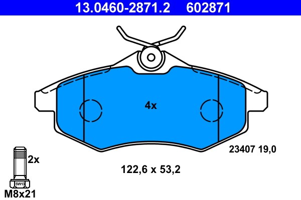 Bromsbeläggsats Solid, Framaxel Ate 13.0460-2871.2 ATE
