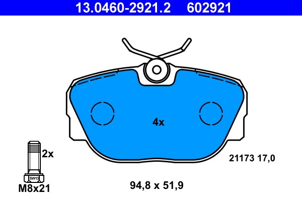 Bromsbeläggsats, Framaxel Ate 13.0460-2921.2 ATE