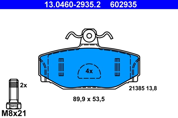 Bromsbeläggsats, Bakaxel Ate 13.0460-2935.2 ATE