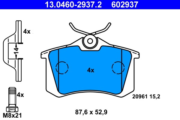 Bromsbeläggsats, Bakaxel Ate 13.0460-2937.2 ATE