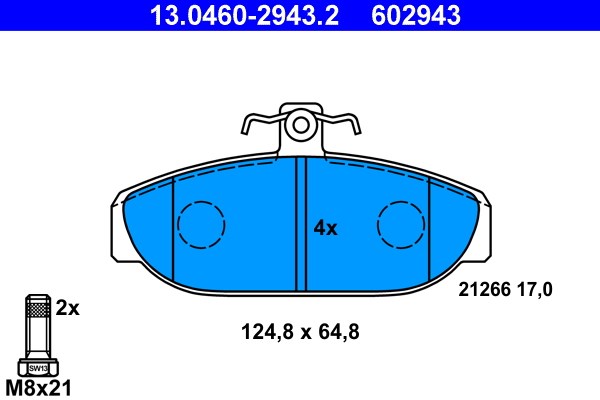 Bromsbeläggsats, Framaxel Ate 13.0460-2943.2 ATE
