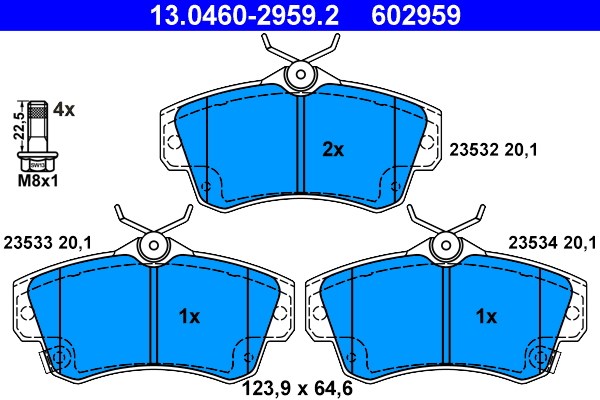 Bromsbeläggsats, Framaxel Ate 13.0460-2959.2 ATE