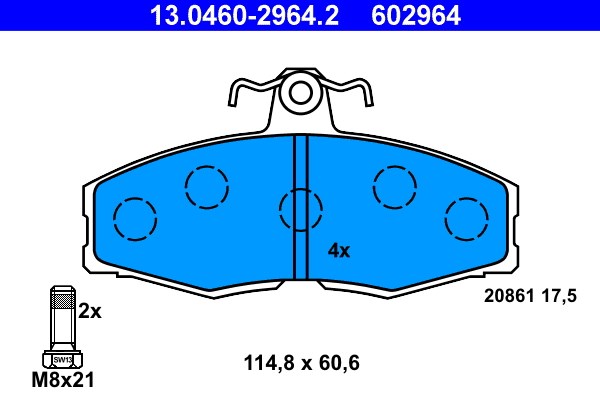 Bromsbeläggsats, Framaxel Ate 13.0460-2964.2 ATE