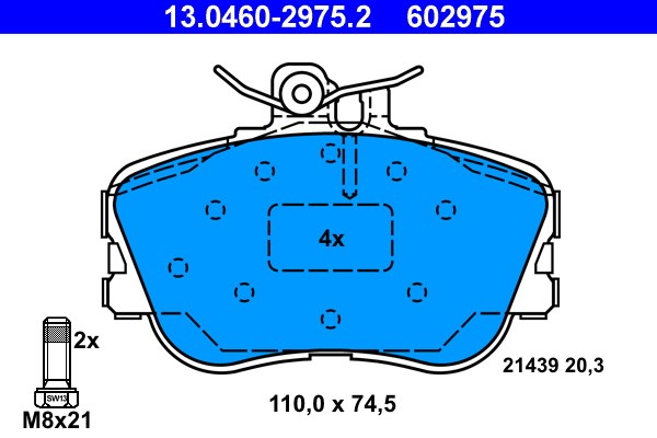 Bromsbeläggsats, Framaxel Ate 13.0460-2975.2 ATE