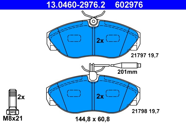 Bromsbeläggsats, Framaxel Ate 13.0460-2976.2 ATE