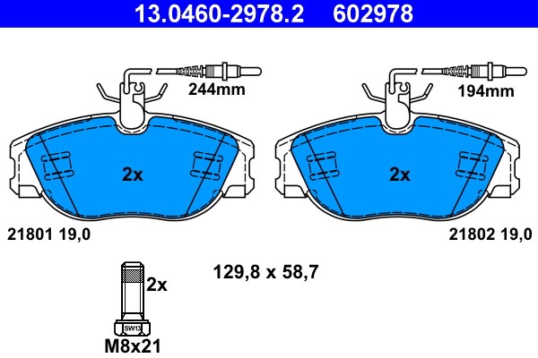 Bromsbeläggsats, Framaxel Ate 13.0460-2978.2 ATE
