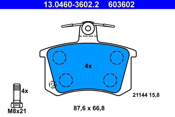 Bromsbeläggsats, Bakaxel Ate 13.0460-3602.2 ATE