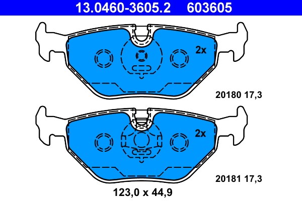 Bromsbeläggsats, Bakaxel Ate 13.0460-3605.2 ATE