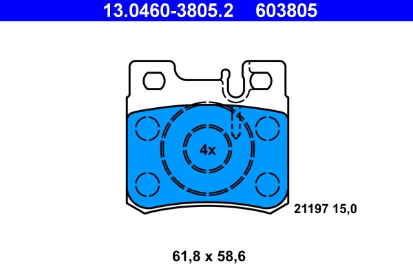 Bromsbeläggsats, Bakaxel Ate 13.0460-3805.2 ATE