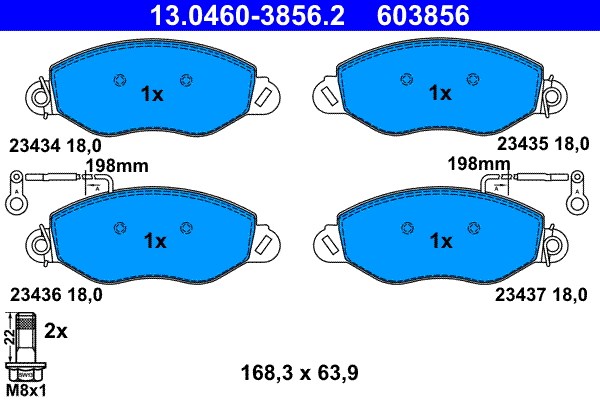 Bromsbeläggsats, Framaxel Ate 13.0460-3856.2 ATE