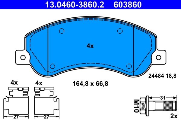 Bromsbeläggsats, Framaxel Ate 13.0460-3860.2 ATE