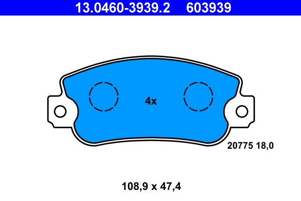 Bromsbeläggsats, Framaxel Ate 13.0460-3939.2 ATE