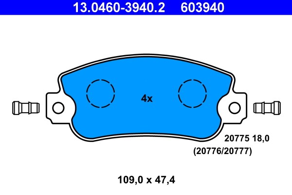Bromsbeläggsats, Framaxel Ate 13.0460-3940.2 ATE