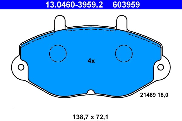 Bromsbeläggsats, Framaxel Ate 13.0460-3959.2 ATE