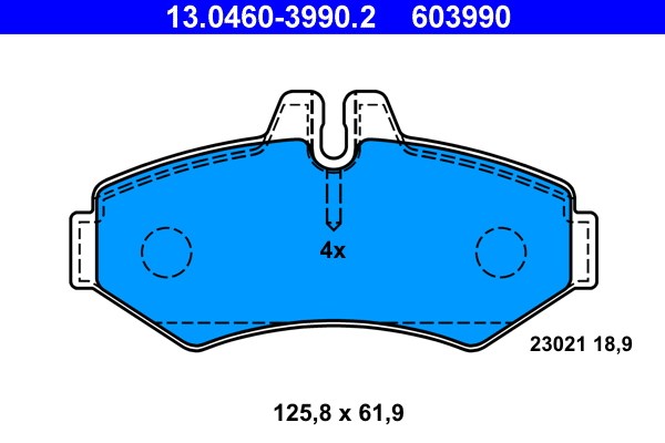 Bromsbeläggsats, Bakaxel Ate 13.0460-3990.2 ATE
