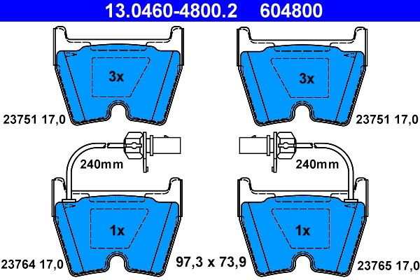 Bromsbeläggsats, Framaxel Ate 13.0460-4800.2 ATE