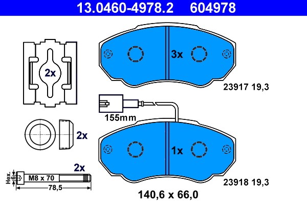 Bromsbeläggsats, Framaxel Ate 13.0460-4978.2 ATE