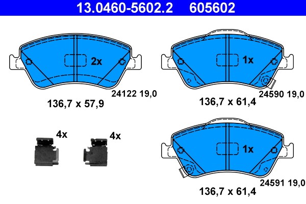 Bromsbeläggsats, Framaxel Ate 13.0460-5602.2 ATE