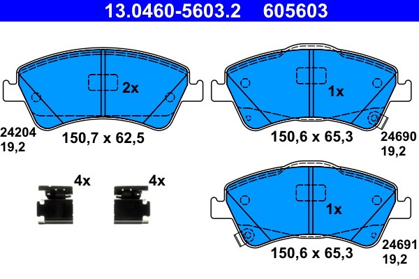 Bromsbeläggsats, Framaxel Ate 13.0460-5603.2 ATE