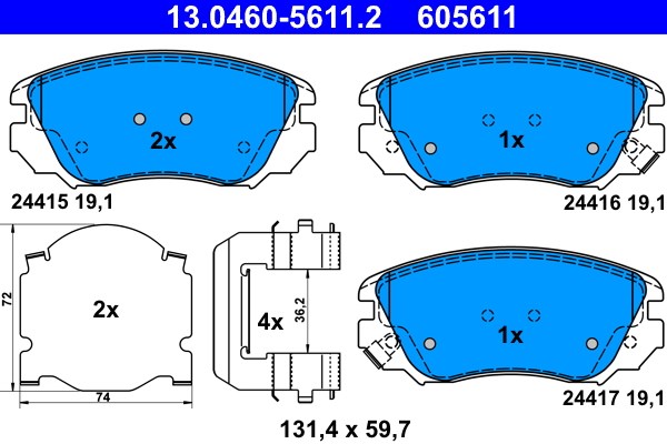 Bromsbeläggsats, Framaxel Ate 13.0460-5611.2 ATE
