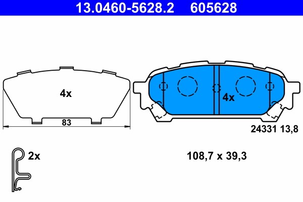 Bromsbeläggsats, Bakaxel Ate 13.0460-5628.2 ATE