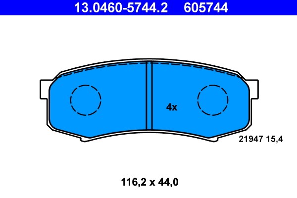 Bromsbeläggsats, Bakaxel, Framaxel Ate 13.0460-5744.2 ATE