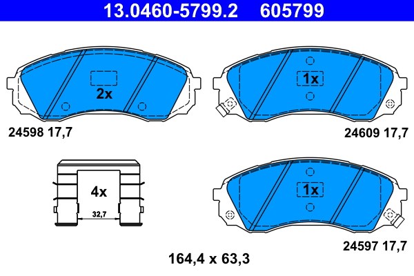 Bromsbeläggsats, Framaxel Ate 13.0460-5799.2 ATE