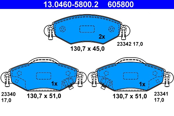 Bromsbeläggsats, Framaxel Ate 13.0460-5800.2 ATE