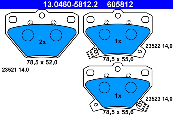Bromsbeläggsats, Bakaxel Ate 13.0460-5812.2 ATE