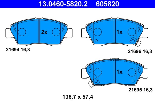Bromsbeläggsats, Framaxel Ate 13.0460-5820.2 ATE
