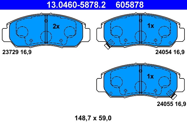 Bromsbeläggsats, Framaxel Ate 13.0460-5878.2 ATE