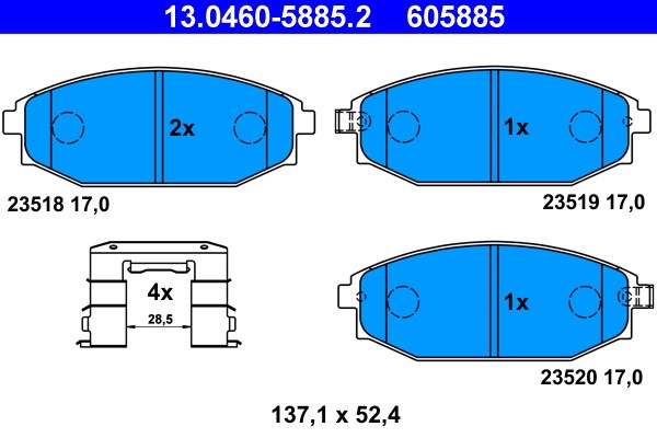 Bromsbeläggsats, Framaxel Ate 13.0460-5885.2 ATE