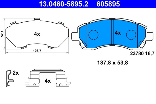 Bromsbeläggsats, Framaxel Ate 13.0460-5895.2 ATE